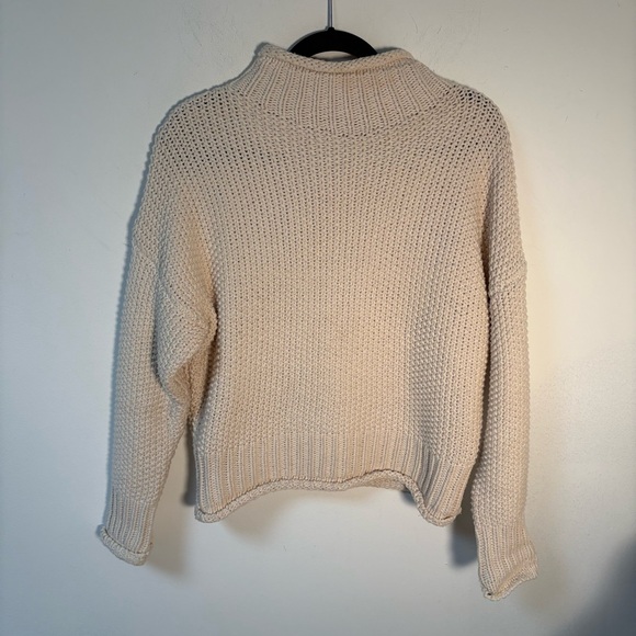 She + Sky Womens Cozy Cream Cotton Sweater Medium - Picture 3 of 11